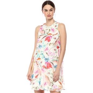NWOT Calvin Klein Floral-Print Chiffon Mini Dress